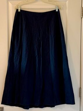 NWT Banana Republic Linen Blend Navy Midi Skirt Size M